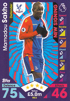 Mamadou Sakho Crystal Palace 2016/17 Topps Match Attax Extra New Signing #NS3